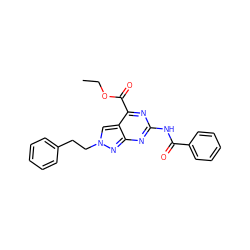 CCOC(=O)c1nc(NC(=O)c2ccccc2)nc2nn(CCc3ccccc3)cc12 ZINC000299871936