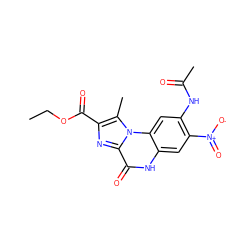 CCOC(=O)c1nc2c(=O)[nH]c3cc([N+](=O)[O-])c(NC(C)=O)cc3n2c1C ZINC000063539697