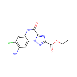 CCOC(=O)c1nc2c(=O)[nH]c3cc(Cl)c(N)cc3n2n1 ZINC000013864093