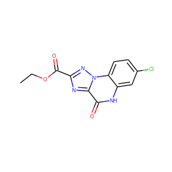 CCOC(=O)c1nc2c(=O)[nH]c3cc(Cl)ccc3n2n1 ZINC000013677424