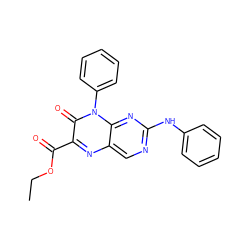 CCOC(=O)c1nc2cnc(Nc3ccccc3)nc2n(-c2ccccc2)c1=O ZINC000029125380