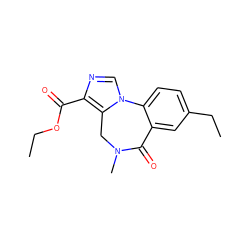 CCOC(=O)c1ncn2c1CN(C)C(=O)c1cc(CC)ccc1-2 ZINC000013755884