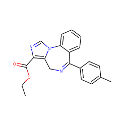 CCOC(=O)c1ncn2c1CN=C(c1ccc(C)cc1)c1ccccc1-2 ZINC000095555649