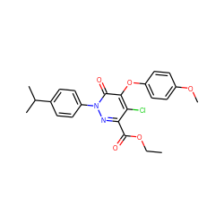 CCOC(=O)c1nn(-c2ccc(C(C)C)cc2)c(=O)c(Oc2ccc(OC)cc2)c1Cl ZINC000073403174