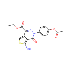 CCOC(=O)c1nn(-c2ccc(OC(C)=O)cc2)c(=O)c2c(N)scc12 ZINC000040867069