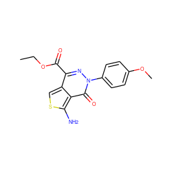 CCOC(=O)c1nn(-c2ccc(OC)cc2)c(=O)c2c(N)scc12 ZINC000000119697