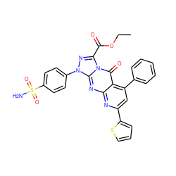 CCOC(=O)c1nn(-c2ccc(S(N)(=O)=O)cc2)c2nc3nc(-c4cccs4)cc(-c4ccccc4)c3c(=O)n12 ZINC001772639698