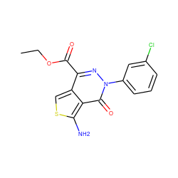 CCOC(=O)c1nn(-c2cccc(Cl)c2)c(=O)c2c(N)scc12 ZINC000026420920