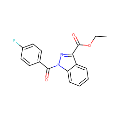 CCOC(=O)c1nn(C(=O)c2ccc(F)cc2)c2ccccc12 ZINC000072177987