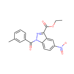 CCOC(=O)c1nn(C(=O)c2cccc(C)c2)c2ccc([N+](=O)[O-])cc12 ZINC000096273859