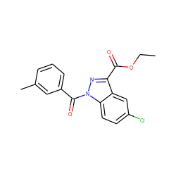 CCOC(=O)c1nn(C(=O)c2cccc(C)c2)c2ccc(Cl)cc12 ZINC000096273873