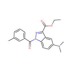 CCOC(=O)c1nn(C(=O)c2cccc(C)c2)c2ccc(N(C)C)cc12 ZINC000096273888