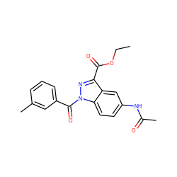 CCOC(=O)c1nn(C(=O)c2cccc(C)c2)c2ccc(NC(C)=O)cc12 ZINC000096273856