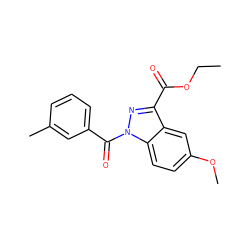 CCOC(=O)c1nn(C(=O)c2cccc(C)c2)c2ccc(OC)cc12 ZINC000096273870