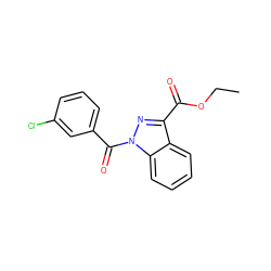 CCOC(=O)c1nn(C(=O)c2cccc(Cl)c2)c2ccccc12 ZINC000072177714