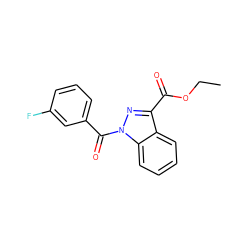 CCOC(=O)c1nn(C(=O)c2cccc(F)c2)c2ccccc12 ZINC000072176040