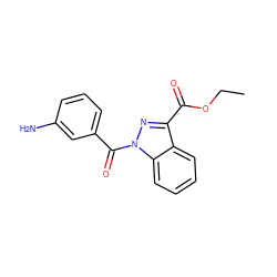 CCOC(=O)c1nn(C(=O)c2cccc(N)c2)c2ccccc12 ZINC000072177746