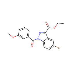 CCOC(=O)c1nn(C(=O)c2cccc(OC)c2)c2ccc(Br)cc12 ZINC000096273876