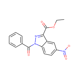 CCOC(=O)c1nn(C(=O)c2ccccc2)c2ccc([N+](=O)[O-])cc12 ZINC000096273891