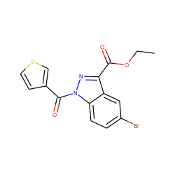 CCOC(=O)c1nn(C(=O)c2ccsc2)c2ccc(Br)cc12 ZINC000096273875