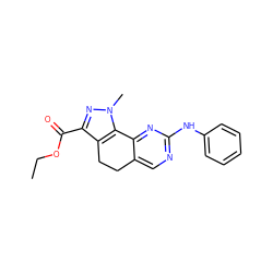 CCOC(=O)c1nn(C)c2c1CCc1cnc(Nc3ccccc3)nc1-2 ZINC000049785017