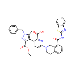 CCOC(=O)c1nn(Cc2ccccc2)c(C)c1-c1ccc(N2CCc3cccc(C(=O)Nc4nc5ccccc5s4)c3C2)nc1C(=O)O ZINC000205410656