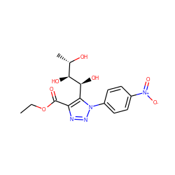 CCOC(=O)c1nnn(-c2ccc([N+](=O)[O-])cc2)c1[C@H](O)[C@@H](O)[C@H](C)O ZINC000103256615