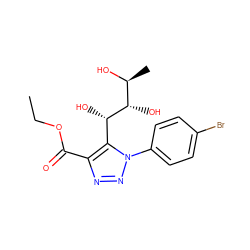 CCOC(=O)c1nnn(-c2ccc(Br)cc2)c1[C@H](O)[C@@H](O)[C@H](C)O ZINC000103256637