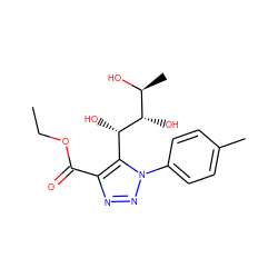 CCOC(=O)c1nnn(-c2ccc(C)cc2)c1[C@H](O)[C@@H](O)[C@H](C)O ZINC000103256628