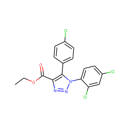 CCOC(=O)c1nnn(-c2ccc(Cl)cc2Cl)c1-c1ccc(Cl)cc1 ZINC000040934327