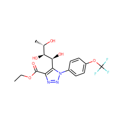 CCOC(=O)c1nnn(-c2ccc(OC(F)(F)F)cc2)c1[C@H](O)[C@@H](O)[C@H](C)O ZINC000103256600