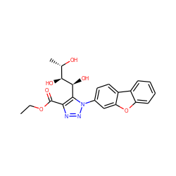 CCOC(=O)c1nnn(-c2ccc3c(c2)oc2ccccc23)c1[C@H](O)[C@@H](O)[C@H](C)O ZINC000103256617