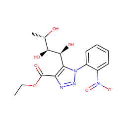 CCOC(=O)c1nnn(-c2ccccc2[N+](=O)[O-])c1[C@H](O)[C@@H](O)[C@H](C)O ZINC000103256608