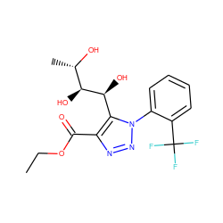 CCOC(=O)c1nnn(-c2ccccc2C(F)(F)F)c1[C@H](O)[C@@H](O)[C@H](C)O ZINC000103256596