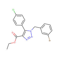 CCOC(=O)c1nnn(Cc2cccc(Br)c2)c1-c1ccc(Cl)cc1 ZINC000299827590