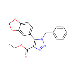 CCOC(=O)c1nnn(Cc2ccccc2)c1-c1ccc2c(c1)OCO2 ZINC000299825443