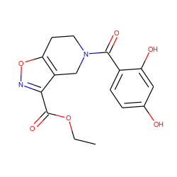 CCOC(=O)c1noc2c1CN(C(=O)c1ccc(O)cc1O)CC2 ZINC000169310167