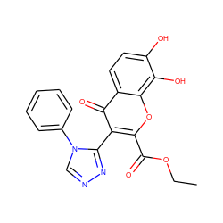 CCOC(=O)c1oc2c(O)c(O)ccc2c(=O)c1-c1nncn1-c1ccccc1 ZINC000004058579