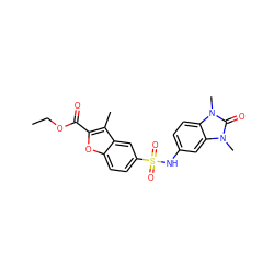 CCOC(=O)c1oc2ccc(S(=O)(=O)Nc3ccc4c(c3)n(C)c(=O)n4C)cc2c1C ZINC000001064016