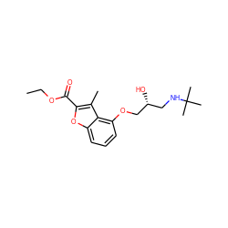 CCOC(=O)c1oc2cccc(OC[C@H](O)CNC(C)(C)C)c2c1C ZINC000003607065