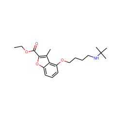 CCOC(=O)c1oc2cccc(OCCCCNC(C)(C)C)c2c1C ZINC000006403599