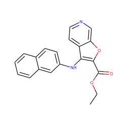 CCOC(=O)c1oc2cnccc2c1Nc1ccc2ccccc2c1 ZINC000066075677