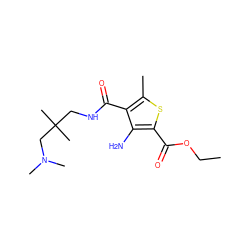 CCOC(=O)c1sc(C)c(C(=O)NCC(C)(C)CN(C)C)c1N ZINC000002289922