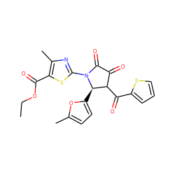 CCOC(=O)c1sc(N2C(=O)C(=O)C(C(=O)c3cccs3)[C@H]2c2ccc(C)o2)nc1C ZINC000006144031