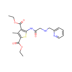 CCOC(=O)c1sc(NC(=O)CNCc2ccccn2)c(C(=O)OCC)c1C ZINC000053387404