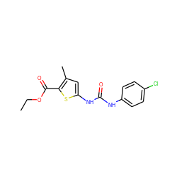 CCOC(=O)c1sc(NC(=O)Nc2ccc(Cl)cc2)cc1C ZINC000000307820