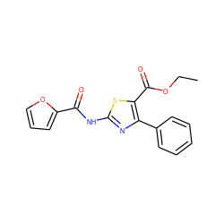 CCOC(=O)c1sc(NC(=O)c2ccco2)nc1-c1ccccc1 ZINC000000192156