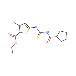 CCOC(=O)c1sc(NC(=S)NC(=O)C2CCCC2)cc1C ZINC000003258876