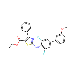 CCOC(=O)c1sc(Nc2c(F)cc(-c3cccc(OC)c3)cc2F)nc1-c1ccccc1 ZINC000299870943