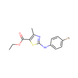 CCOC(=O)c1sc(Nc2ccc(Br)cc2)nc1C ZINC000000546488